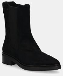 Calvin Klein botine din piele intoarsa HEEL CHELSEA BOOT 30 SUE femei, culoarea negru, cu toc plat, HW0HW02191 9BYH-OBD1WN_99X (HW0HW02191)