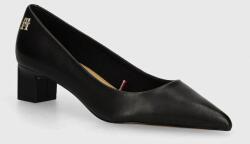 Tommy Hilfiger pantofi de piele TH MID HEEL PUMP culoarea negru, cu toc drept, FW0FW08204 9BYH-OBD201_99X