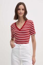 Tommy Hilfiger tricou din bumbac femei, culoarea rosu, WW0WW40584 PPYH-TSD002_33B (WW0WW40584)