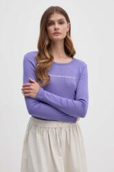 Benetton longsleeve din bumbac culoarea violet PPYH-BUD05H_45A