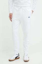 Hugo Blue pantaloni de trening din bumbac culoarea alb, neted PPYH-SPM0A6_00X