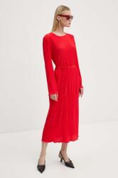 Never Fully Dressed rochie Red Gaia Plisse culoarea rosu, midi, evazati, NFDDR1549 9BYH-SUD1JS_33X