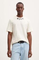 MSGM tricou din bumbac barbati, culoarea bej, cu imprimeu, 3740MM102.247798 9BYH-TSM04L_01X