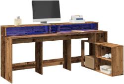 vidaXL antik fa színű szerelt fa íróasztal LED-ekkel 200 x 104 x 91 cm (3309472) - pepita