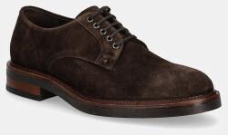 Hackett London pantofi de piele intoarsa EGMONT VELVET barbati, culoarea maro, HMS21408 9BYH-OBM2J0_89X