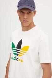 adidas Originals tricou din bumbac barbati, culoarea bej, cu imprimeu, IX6716 9BYH-TSM0W1_01X