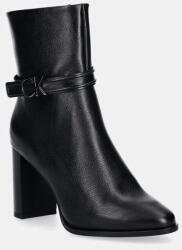 Calvin Klein botine HEEL ANKLE BOOT 85 W/HW LTH femei, culoarea negru, cu toc drept, HW0HW02185 9BYH-OBD1WM_99X