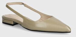 Calvin Klein balerini de piele FLAT SLINGBACK PUMP SAFF culoarea gri, cu toc deschis, HW0HW02135 9BYH-OBD0P0_90X