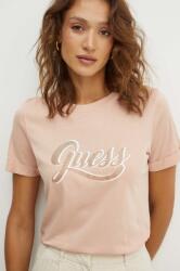 Guess tricou din bumbac GLITTERY femei, culoarea portocaliu, W4YI09 JA914 9BYH-TSD04Y_24X (W4YI09.JA914)