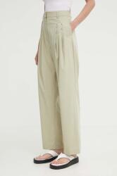 Samsoe Samsoe pantaloni SALUZY femei, culoarea verde, fason chinos, high waist, F24200070 9BYH-SPD003_81X