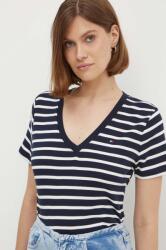 Tommy Hilfiger tricou din bumbac femei, culoarea albastru marin, WW0WW40584 PPYH-TSD002_59D