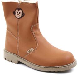 Zibra Cizme imblanite , pentru copii , din piele naturala 3246-COGNAC/MONKEY (3246-COGNAC/MONKEY)
