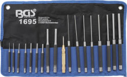 BGS Technic Sasszegkiütő készlet 100 - 150 - 200 mm 1, 5 - 9, 5 mm pontozóval együtt 18 darabos (BGS-1695) (BGS-1695)