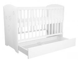 TIMBA kiságy Félix zárt végű ágyneműtartós fehér-csillagos 60×120