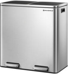 Vasagle SORT hulladékgyűjtő tartály, 2x30l + hulladékgyűjtő zsákok, ezüst/fekete
