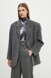 Remain gyapjú kabát Heavy Wool Blazer szürke, sima, egysoros gombolású, 501887514 - szürke 38