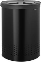 Brabantia Laundry Bin Selector szennyestartó szellőző nyílásokkal, 2 részes tépőzáras szennyesgyűjtő zsák, ovális forma, nagy méret 55L (2x27, 5L), műanyag fedő, acél, sötétszürke - 242366 (242366)