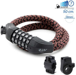 Számzáras rollerzár (5 digites, barna-fekete fonott, konzollal)