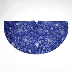 Takoy Panou pentru fustă semicirculară plisată din satin semimat flori imitatie imprimeu albastru model MAXI