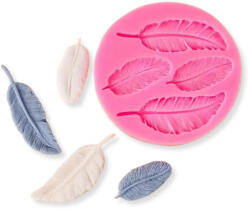  Szilikon kerek forma vegyes madártoll rózsaszín - gipszkiöntéshez és öntőformázáshoz