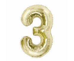 Pezsgőszínű B&C Champagne 3-as szám fólia lufi 85 cm (MLG189155) - decorit