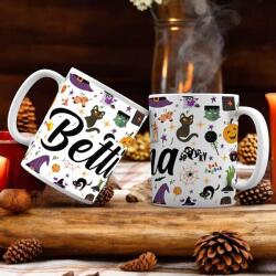 Halloween bögre - apró mintákkal - egyedi névvel