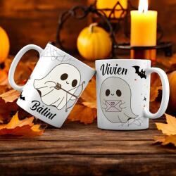 Halloween bögre - szerelmes szellemek mintával - egyedi nevekkel