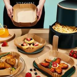 Bewello Air fryer sütőpapír olaj nélküli sütőhöz, négyzet, 23 cm, 50 db / csomag, BW1020B