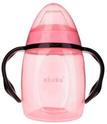 AKUKU Tanulópohár szilikon itatócsőrrel+pótcsőrrel, rózsa-fekete (280 ml/db) - babybear