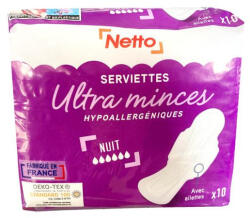 Netto Egészségügyi betét Ultra szárnyas (méret: éjszakai) (10 db/cs) (nnue)