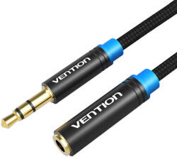 Vention Kábel Audio fonott 3, 5 mm-es hímivarú és nőivarú Vention VAB-B06-B300-M 3m Fekete (VAB-B06-B300-M) - multimediabolt