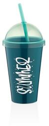LUXPLASTIC IRIS L-00850 Sumer pohár szívószállal 450ml, rózsaszín, sárga vagy cián színű (L-00850) - bestbyte