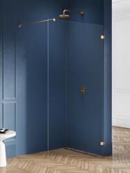 NEW TRENDY Avexa Gold Brushed perete cabină de duș walk-in 100 cm auriu periat/sticla transparentă EXK-7015 (EXK7015)