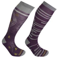 Lorpen T1 SKI MID Women 2 PACK Șosete pentru genunchi GREY/PLUM 34-37 EU