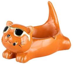 Angelo márkájú cigarettázó napszemüveges cicát formáló kerámia hamutartó - Narancssárga (A-401061-narancs)