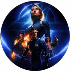 Pictu Hap Ehető papír Fantastic Four főszereplők kék háttéren 19, 5 cm - Pictu Hap (pic9002017_kruh)