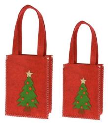 Filctasak 2db/szett, karácsonyfa mintával, filc 18x10x25cm 14, 5x7, 5x20cm piros (BD-21B8068 S)