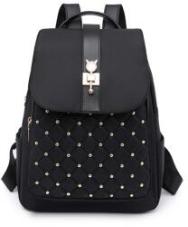 Dollcini Lopásgátló Nylon Hátizsák - Nagy Kapacitású Campus Hátizsák, Arany díszítéssel - Fekete (427181)