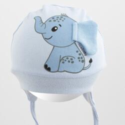 NEW BABY Căciuliță din bumbac pentru bebeluși New Baby Happy Elephant albastră, mărime 68/74