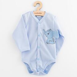 NEW BABY Body pentru bebeluși cu zip întreg și mâneci lungi New Baby Happy Elephant blue, mărime 62 (3-6l)