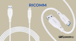 RICOMM USB-A/USB-C szilikon töltökábel 3A, 1, 2m - Fehér (RLS004ACW)