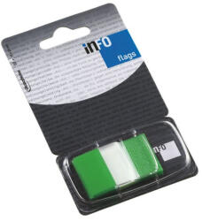 Info Notes Jelölőcímke 25x43mm, 50lap, műanyag, Info Notes Info Flags transzparens zöld - delfinbuvar