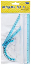 Educa Vonalzókészlet, 20 cm egyenes vonalzó, szögmérő, 45°, 10 cm-es és 60°, 14 cm-es háromszög vonalzó, 4 db/bliszter Educa - delfinbuvar
