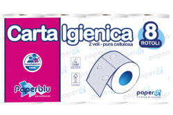 Paperdi Toalettpapír 2 rétegű kistekercses 100% cellulóz 150 lap/tekercs 8 tekercs/csomag Paperblu Carta Igienica_Paperdi - delfinbuvar