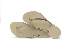 Havaianas Papuci Havaianas slim din cauciuc natural cu glitter, gri nisipiu 39/40