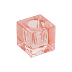 Chaks Sfeșnic pentru lumânări conice, în formă de cub - Roz, 4 x 4 x 4 cm