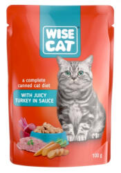 Wise Cat Wise Cat, Plicuri hrana umeda pentru pisici, curcan in sos, 24x100g