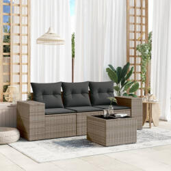 vidaXL 4 részes szürke polyrattan kerti ülőgarnitúra párnákkal (3254607) - balena