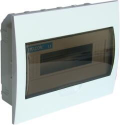 Tracon Süllyesztett elosztódoboz, füstszínű ajtóval, N/PE sínnel 1×12 modul, IP40 (EDS-12/1)
