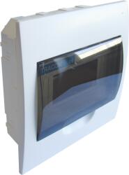 Tracon Süllyesztett elosztódoboz, füstszínű ajtóval, N/PE sínnel 1×8 modul, IP40 (EDS-8/1)